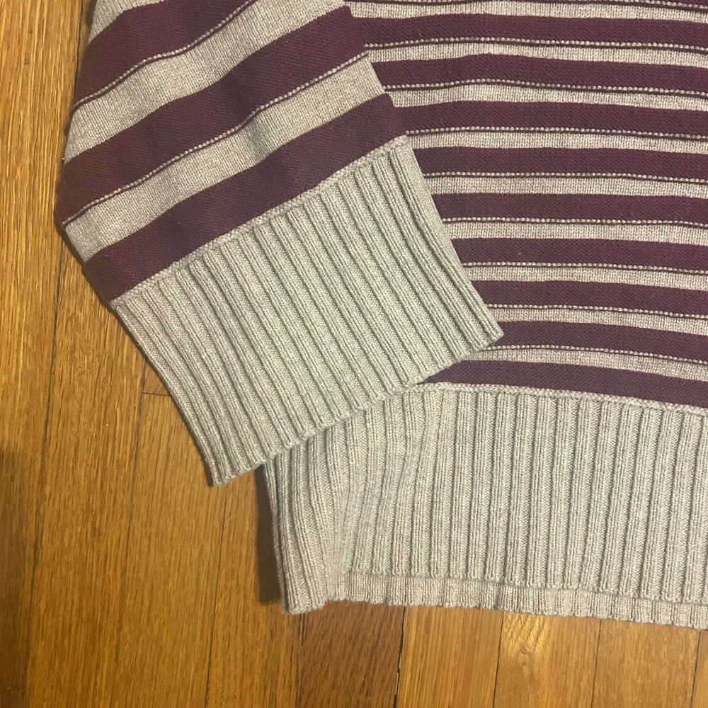 Maeve Anthropologie Pink & Tan Striped Chunky Sweater Women’s L - Picture 2 of 6